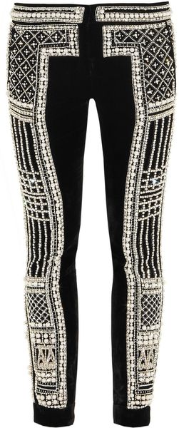 Balmain Embellished Velvet Pants - Lyst