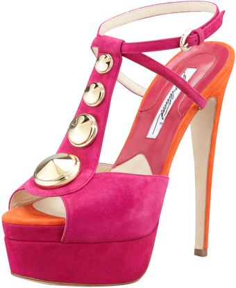 Brian Atwood Clizia Studded Suede Sandal - Lyst