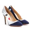 Charlotte Olympia Luna Suede and Metallic Trimmed Pumps in Blue (navy) - Lyst
