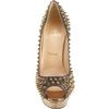 Christian Louboutin Lady Peep Spikes in Gold (grey) - Lyst