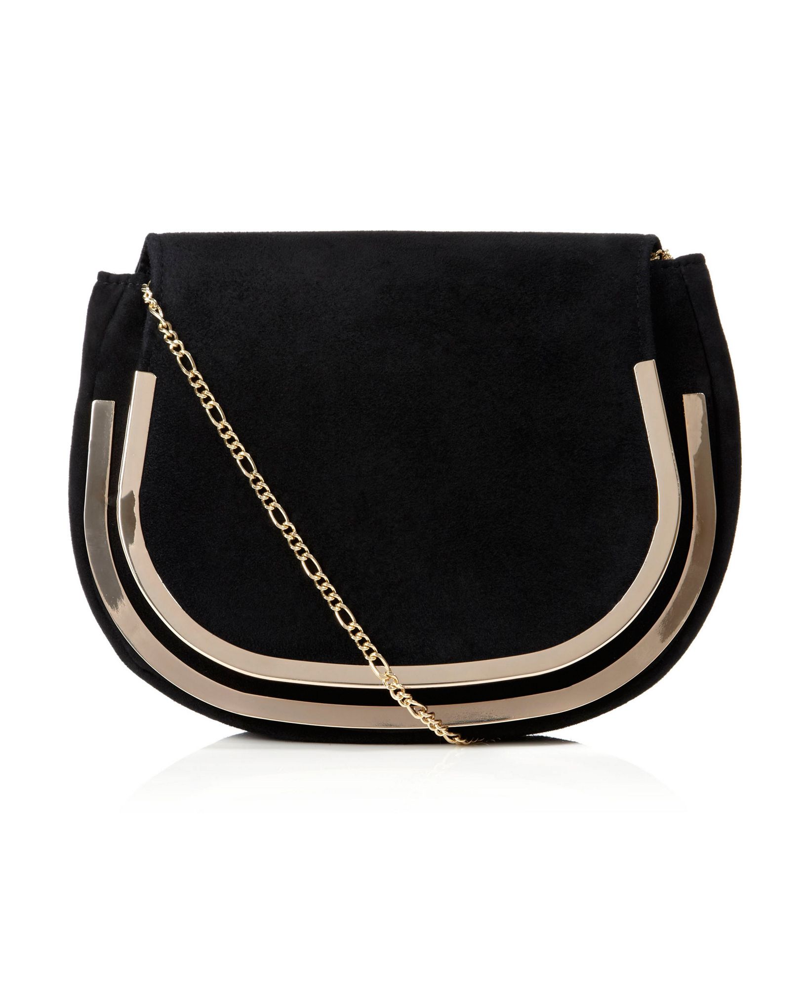 Dune Beebo Metal Trim Suede Clutch Bag In Black Lyst