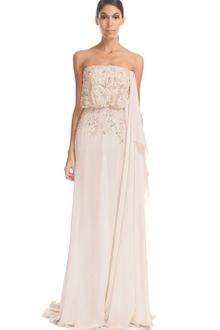 Elie Saab Vanilla Strapless Silk Georgette Embroidered Dress - Lyst