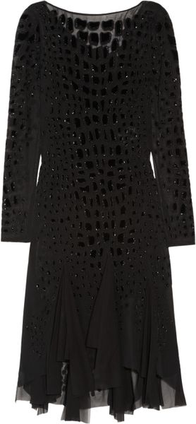Emilio Pucci Appliquéd Silkchiffon Dress in Black - Lyst
