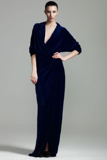 Lanvin Velvet Wrap Gown - Lyst