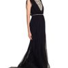 Marchesa Embroidered Chiffon Gown with Crystal Necklace in Black - Lyst