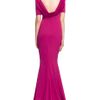 Marchesa Embroidered Crepe Gown with Cowl Back in Purple (fuchsia) - Lyst