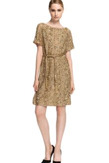 Marchesa Embroidered Gold Tunic with Self Belt - Lyst