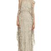 Marchesa Illusion Tulle Gown with Embroidered Cape Overlay in Silver - Lyst