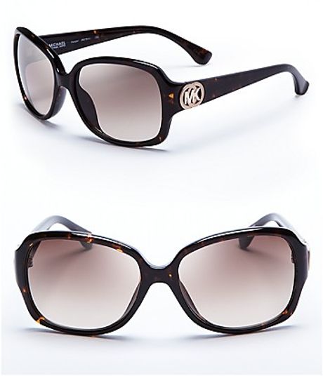 Michael Kors Square Logo Sunglasses in Black (grey) - Lyst