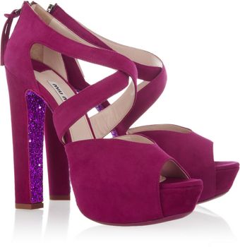 Miu Miu Glittersole Suede Sandals - Lyst