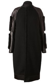 Rick Owens Leather and Wool Coat - Lyst