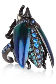 Roberto Cavalli Rutheniumplated Swarovski Crystal Scarab Beetle Ring - Lyst