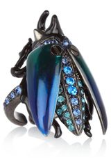 Roberto Cavalli Rutheniumplated Swarovski Crystal Scarab Beetle Ring