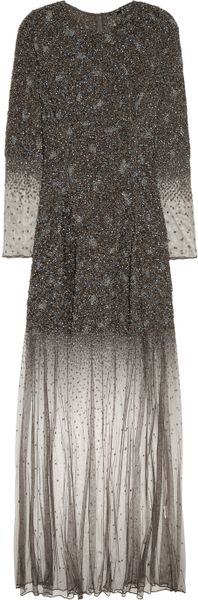 Theyskens' Theory Embellished Mesh Gown in Gray (mushroom) - Lyst