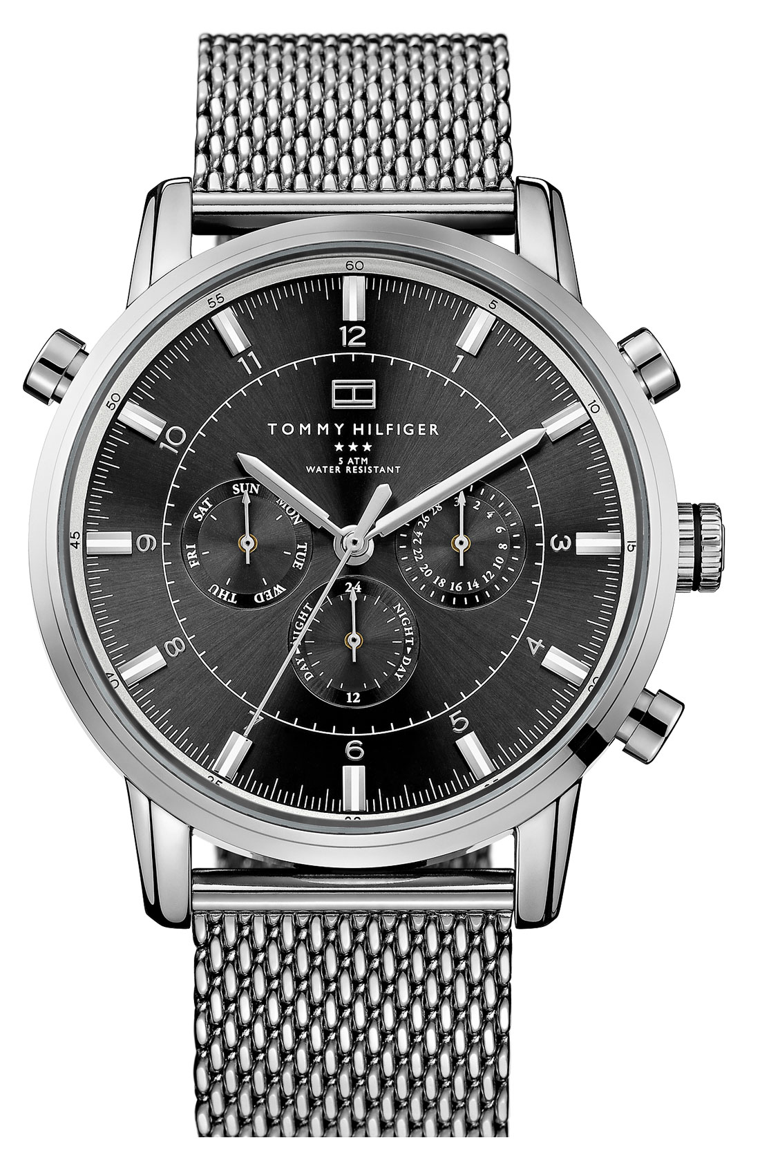 Tommy Hilfiger Chronograph Mesh Strap Watch in Silver for Men