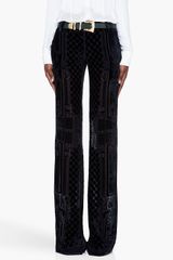 Balmain Black Embroidered Wide Leg Pants