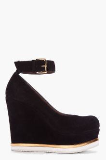 Marni Black Suede Ankle Strap Wedges - Lyst