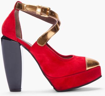 Marni Red Suede Platform Pumps - Lyst
