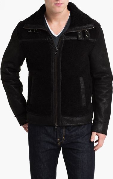 Michael Kors Shearling Racer Jacket in Black for Men - Lyst