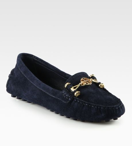 Tory Burch Daria Suede Drivers in Blue (navy) - Lyst