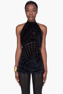Balmain Black Embroidered Halter Top - Lyst