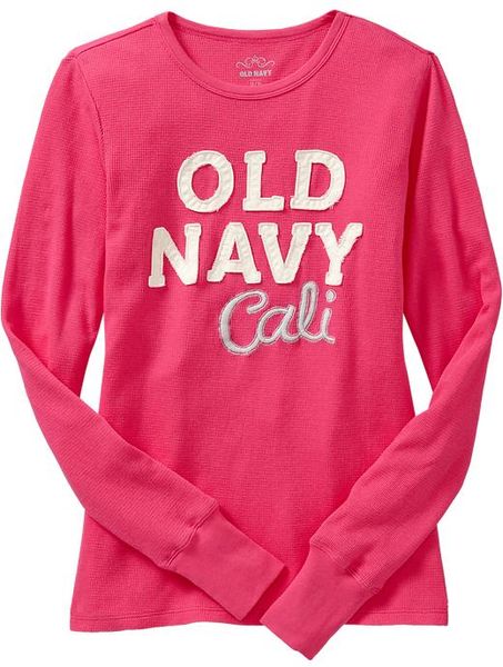 Old Navy Waffle Knit Logo Applique Tee in Pink (in the pink)