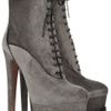 Alaïa Suede Platform Ankle Boots in Gray - Lyst