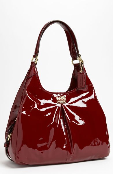 coach madison red patent leather purse