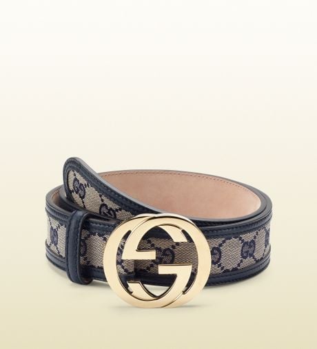 Gucci Original Gg Canvas Belt With Interlocking G Buckle in Blue (beige) | Lyst