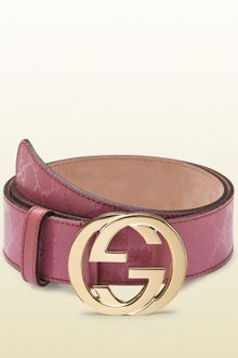 Gucci Dark Pink Gg Imprimeé Belt with Interlocking G Buckle - Lyst
