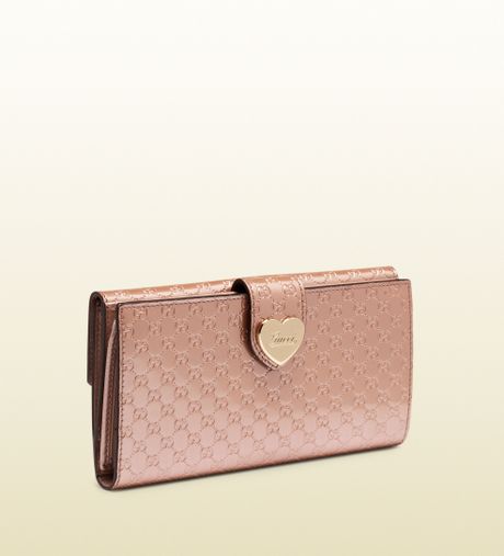 Gucci Light Pink Shiny Micro Leather Continental Wallet in Pink | Lyst