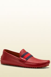 Gucci Light Red Soft Leather Pebble Bottom Driver - Lyst