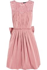  Taffeta Dress with Lace and Bow Detail