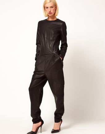 ASOS Collection  Boilersuit in Leather Look - Lyst