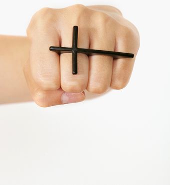 Nasty Gal Holy Twofinger Ring Black - Lyst