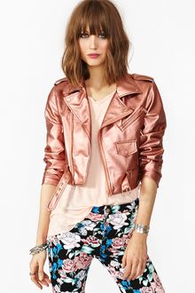 Nasty Gal Cropped Moto Jacket Copper - Lyst