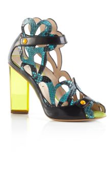 Nicholas Kirkwood Black Elaphe Mirrored Heel Cut Out Sandal - Lyst