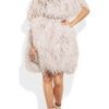 Alexander Mcqueen Offtheshoulder Feather Dress in Gray - Lyst