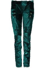 Balmain Cropped Velvet Brocade Skinny Pants