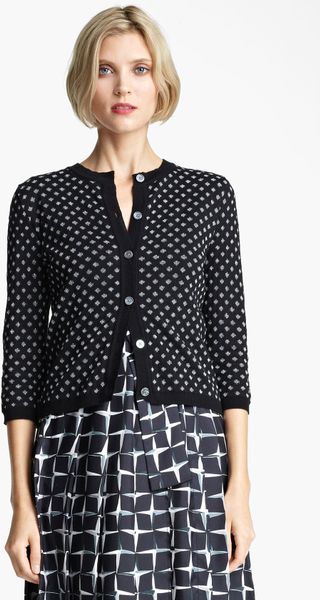 Marc Jacobs Polka Dot Jacquard Cardigan in Black | Lyst