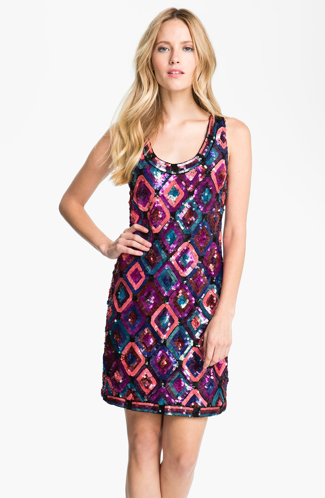 Trina Turk Sequin Diamond Shift Dress in Multicolor (multi) Lyst