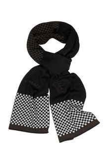 Versace Checkered Wool Blend Signature Scarf - Lyst