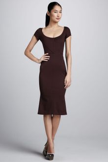 Zac Posen Bonded Jersey Dress with Flounced Hem - Lyst