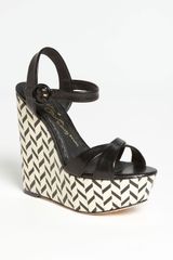  Sorell Leather Chevron Wedge Sandals