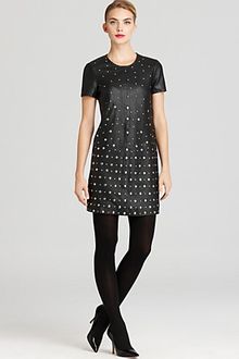 French Connection Dexy Leather Studded Dress  - Lyst
