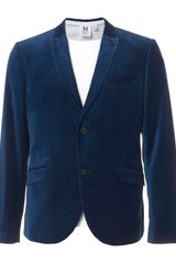 Topman Teal Velvet Skinny Blazer