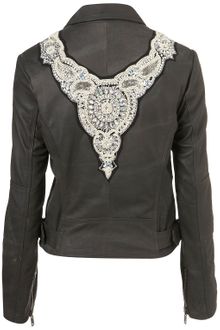 Topshop Pearl Baroque Biker Jacket - Lyst