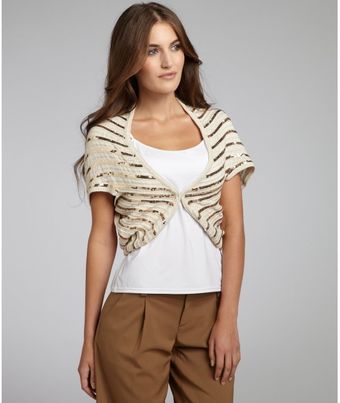 Alice + Olivia Oatmeal Sequin Stripe Cotton Harlow Shrug - Lyst