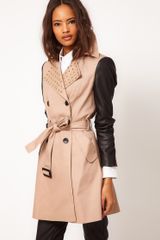 ASOS Collection Asos Studded Collar Mac with Pu Sleeves