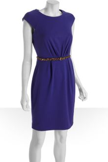 Calvin Klein Grape Stretch Knit Cap Sleeve Belted Dress - Lyst